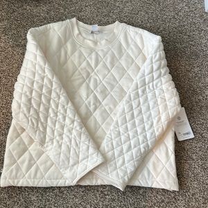 Athleta quilted crewneck sweatshirt cream.  Cute for fall!